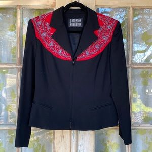 HAIRSTON ROBERSON Zip Front Western Style Jacket with Embroidery
